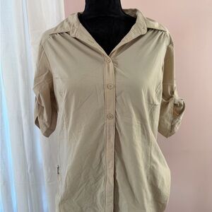 Columbia Khaki Button-Down Roll-Tab Shirt